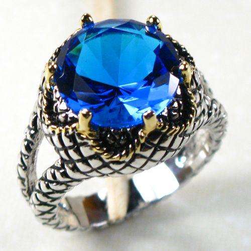 BLUE TOPAZ 925 STERLING SILVER GEMSTONE RING SZ#8