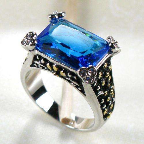 BLUE TOPAZ 925 STERLING SILVER GEMSTONE RING SZ#6