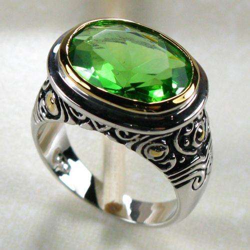 PERIDOT 925 STERLING SILVER GEMSTONE RING SZ#9