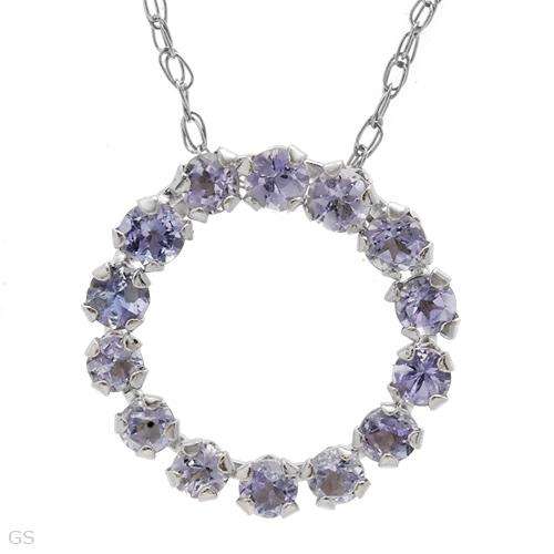 **R1 800**Brand New Circle Necklace With Genuine Tanzanites Made in White Gold Length 18in