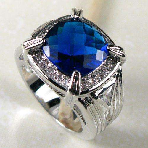 SAPPHIRE QUARTZ 925 SILVER GEMSTONE RING SZ#7