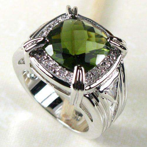 PERIDOT 925 STERLING SILVER GEMSTONE RING SZ#8