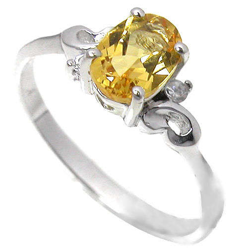 0.7CT GENUINE NATURAL CITRINE& DIAMOND 9K W GOLD RING