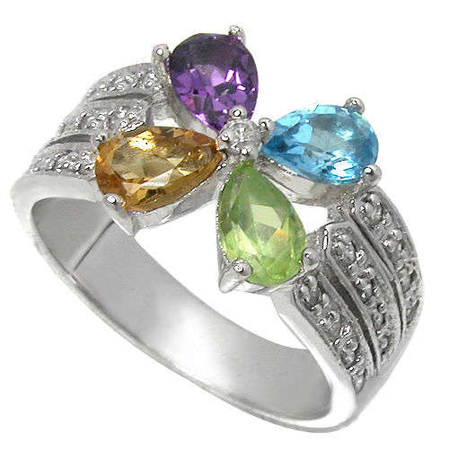 1.6CT GENUINE NATURAL COLORED 9K W GOLD RING