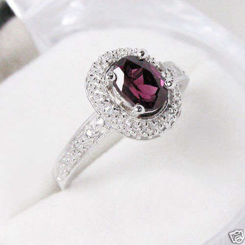 TOTAL CTW 2.93 WITH  1CT GENUINE NATURAL GARNET 9K W GOLD RING