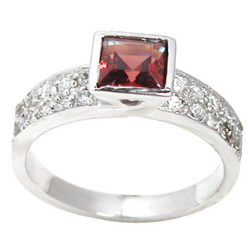 0.6CT GENUINE NATURAL GARNET & DIAMOND 9K W GOLD RING