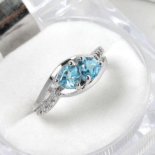 TOTAL CTW 1.4 with 0.75CT GENUINE NATURAL TOPAZ & DIAMOND 9K W GOLD RING