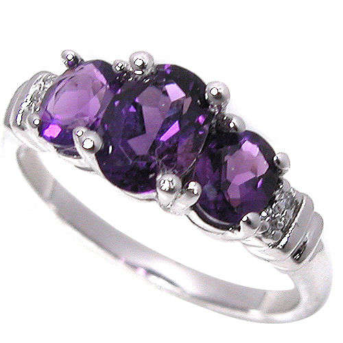 TOTAL CTW 2.49 - 1.70CT GENUINE NATURAL AMETHYST DIAMOND 9K W GOLD RING