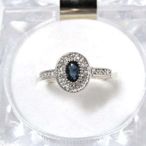 0.5CT GENUINE NATURAL SAPPHIRE & DIAMOND 9K W GOLD RING