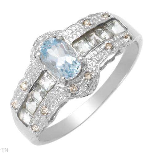 **R4 000.00**Stylish Brand New Ring With 0.75ctw Precious Stones - Diamonds, Aquamarines and topaz