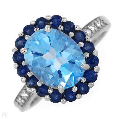**R8 000.00**Gorgeous Brand New Ring With 4.21ctw Precious Stones - Diamonds, Sapphires & Topaz