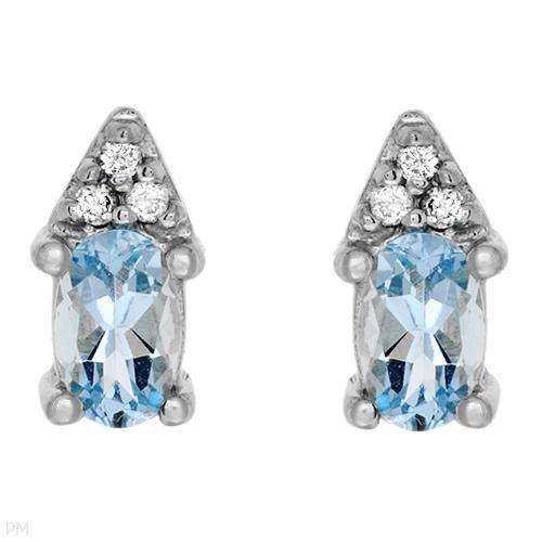 **R1 650.00**Earrings With 0.70ctw Precious Stones - Genuine Diamonds and Aquamarines in gold