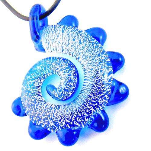 G1711 Vogue Murano Lampwork Glass Blue Swirl Pendant