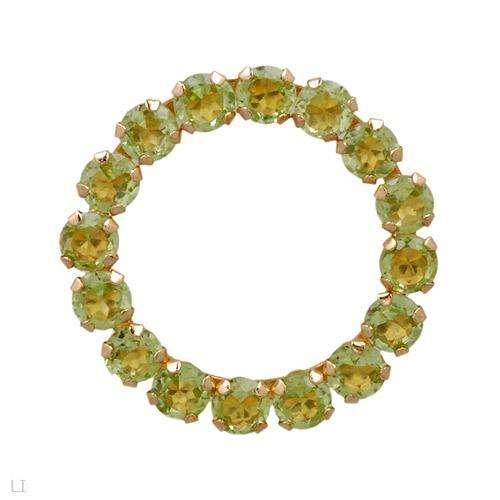 **R600**High Quality Brand New Circle Pendant With 1.92ctw Genuine Peridots Well Made in Yellow Gold