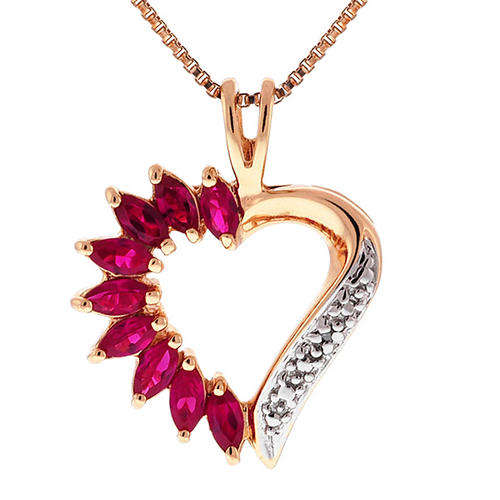 **R800**1.45 Ct Sterling Silver Marquise Red Ruby Pendant 18"