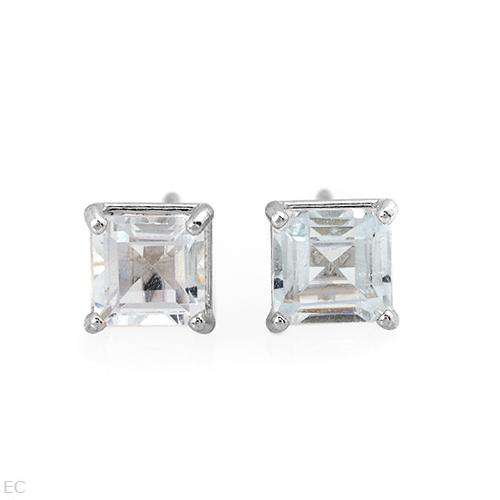 **R700.00**Wonderful Brand New Stud Earrings With 0.80ctw Genuine Topazes Made in 14K White Gold