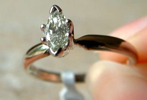 14ct White Gold and PLATINUM 0.4ct MARQUISE DIAMOND SOLITAIRE
