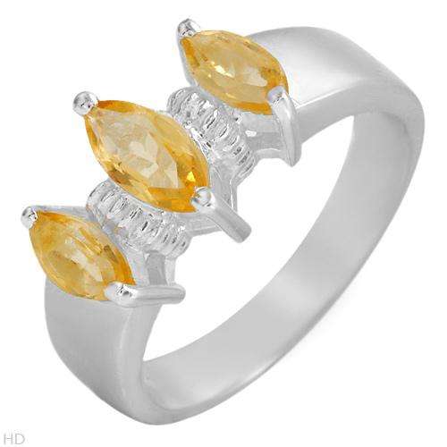 Stunning Brand New Three-stone Ring With 1.10ctw Genuine Citrines Made of 925 Sterling silver.