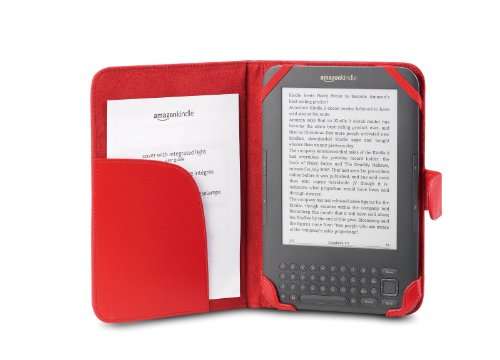 Acase Classic Kindle 3 (Latest Generation) Leather Case (Red) with Screen Protector Film Clear (Invi