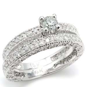 **R49000**14k White Gold Round Diamond Ladies Bridal Ring Set (1.45 cttw, H-I Color, I1 Clarity)