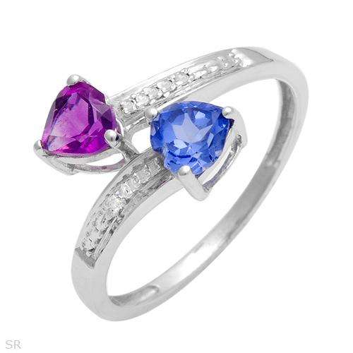 **R3 900.00**Elegant Ring With 0.91ctw Precious Stones - Genuine Diamonds,Tanzanite and Amethyst