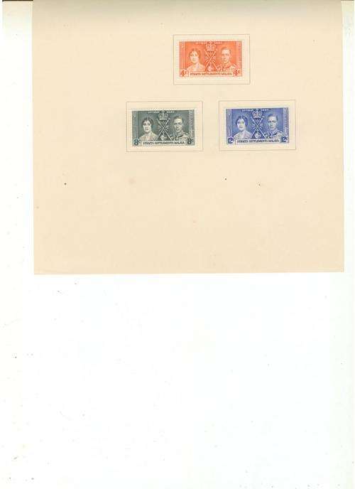 STRAITS SETTLEMENTS 1937 Coronation -Set of 3 - Mint Unused Lightly hinged