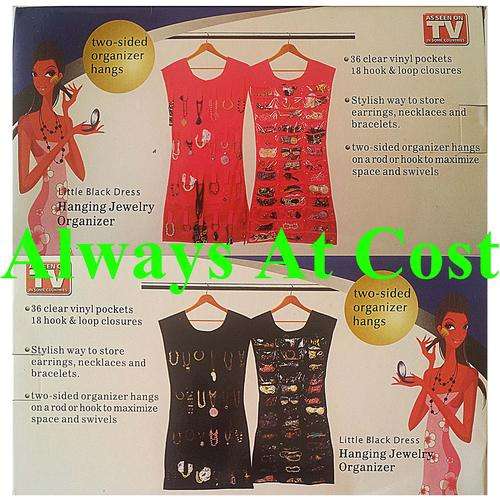 Little Pink / Black Dress Jewelry Organizer.Two Sided Organizer Hangs.