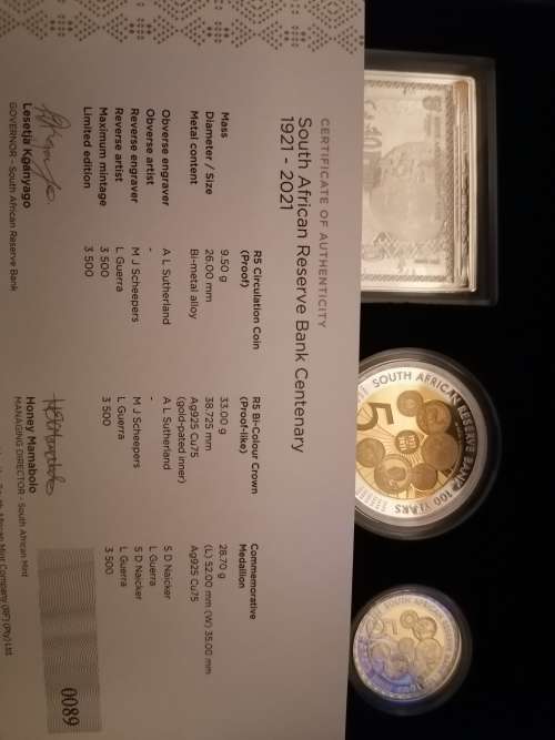 Brand new limited edition SARB Century proof set