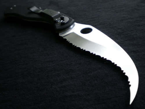 C12GS Folding Knife, 4-1/8" Serrated Blade, Black G10 - 3 Available!!