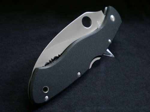 C12GS Folding Knife, 4-1/8" Serrated Blade, Black G10 - 3 Available!!