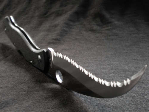 C12GS Folding Knife, 4-1/8" Serrated Blade, Black G10 - 3 Available!!