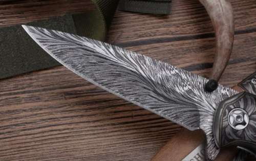 CM77 knife 440C blade wood handle -  Last 3 Available!!