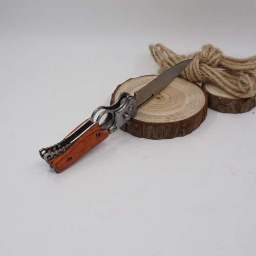 Folding Gun Knife Pocket 440 Blade Wood Handle With LED Light - 2 Available!!