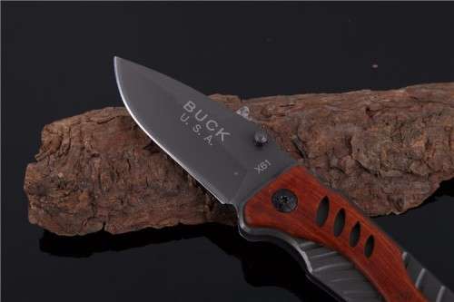 2018 New BUCK X61 Survival Pocket Knife steel + wood Tactical Folding Knife  -  2 AVAILABLE!!