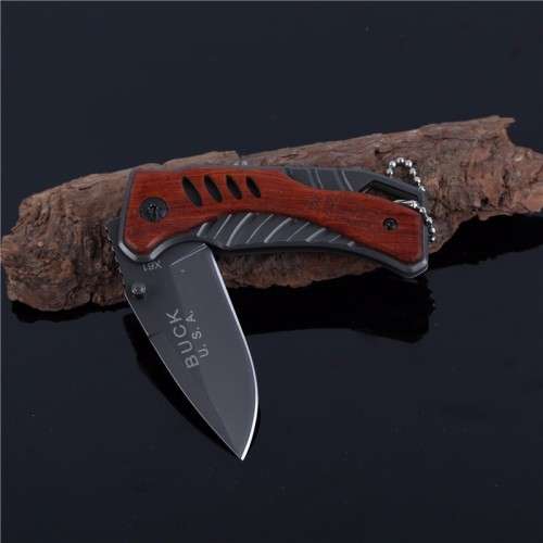 2018 New BUCK X61 Survival Pocket Knife steel + wood Tactical Folding Knife  -  2 AVAILABLE!!
