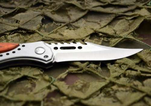 Assisted Opening Knife Pocket 440 Blade Wood Handle With LED Light - 10 Available!!