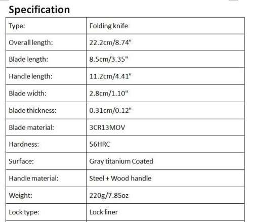 2018 High End DA105 Fast Open Flipper Knife 3Cr13 Titanium Coated Blade Wood Handle - 3 Available!!