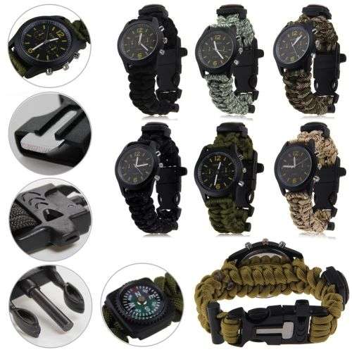 EMERGENCY SURVIVAL WATCH WITH PARACORD, COMPASS, WHISTLE, FIRE STARTER - LAST 2 AVAILABLE!