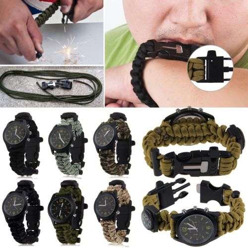 EMERGENCY SURVIVAL WATCH WITH PARACORD, COMPASS, WHISTLE, FIRE STARTER - LAST 2 AVAILABLE!