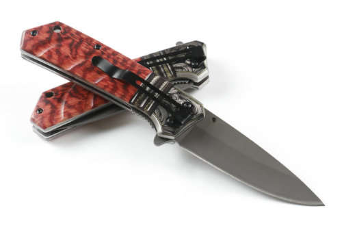 2018 Jeep DA135 Titanium Tactical Folding Knife 440C Wood Handle - 3 AVAILABLE!!