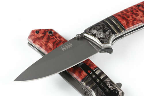 2018 Jeep DA135 Titanium Tactical Folding Knife 440C Wood Handle - 3 AVAILABLE!!