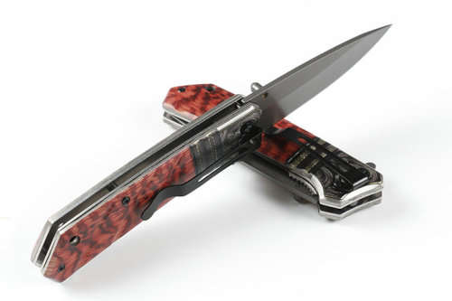 2018 Jeep DA135 Titanium Tactical Folding Knife 440C Wood Handle - 3 AVAILABLE!!