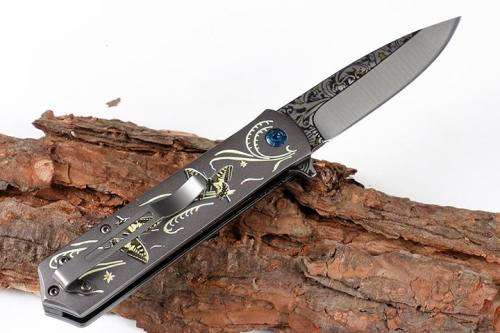 CM83 440 blade folding knife with 3D pattern and line lock -  Last 2 Available!!