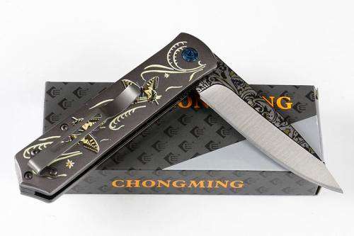CM83 440 blade folding knife with 3D pattern and line lock -  Last 2 Available!!