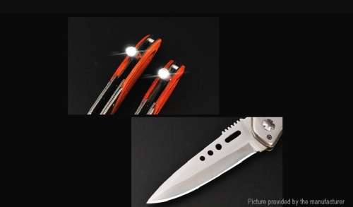 Assisted Opening Knife 656 Pocket 440 Blade Wood Handle With LED Light - 10 Available!!