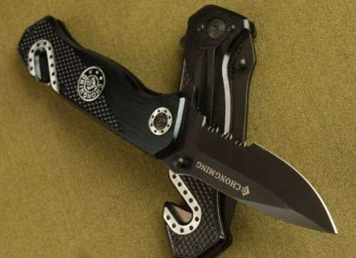 Chongming 319 Oxide Blade Tactical Rescue Knife Serrated Blade Aluminum Handle  -  2 Available!!