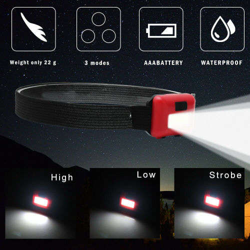 Mini 3 Modes Waterproof COB LED Flashlight Outdoors Headlight - 10 Available!