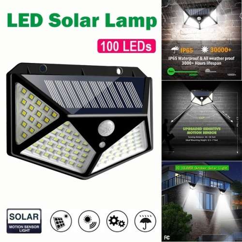 100 LED Solar Powered PIR Motion Sensor Wall Light Outdoor Garden Lamp 3 Modes - 5 Available!!