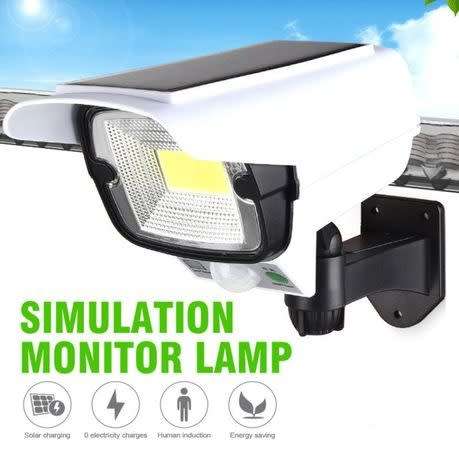 Solar Light Motion Sensor Security Dummy Camera Remote COB LED