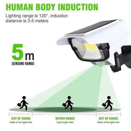 Solar Light Motion Sensor Security Dummy Camera Remote COB LED